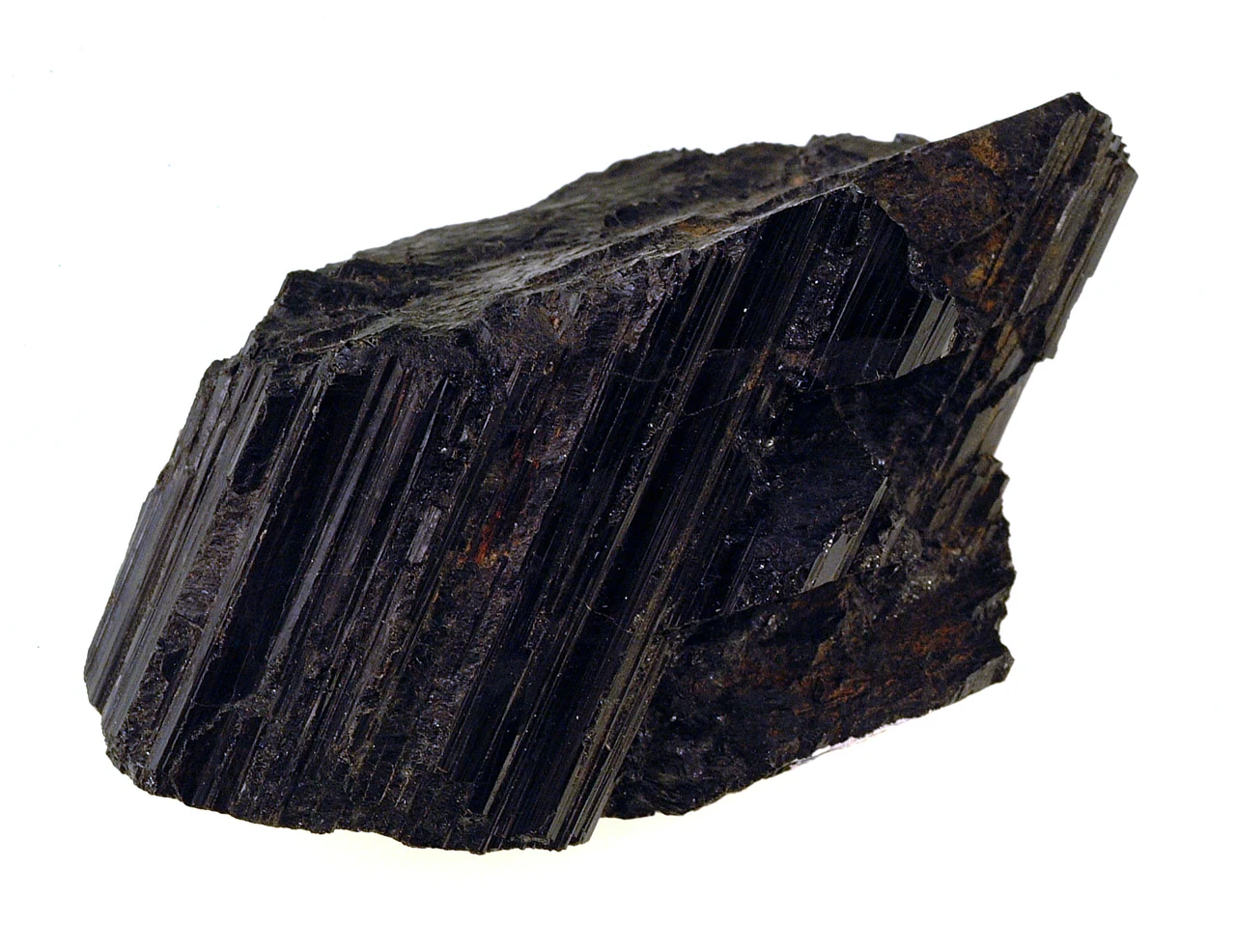Rough black schorl showing lengthwise surface striations.