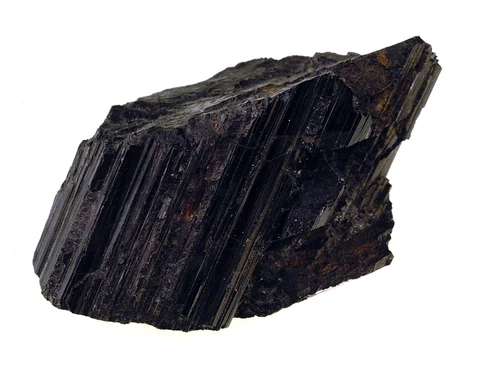 Rough black schorl showing lengthwise surface striations.