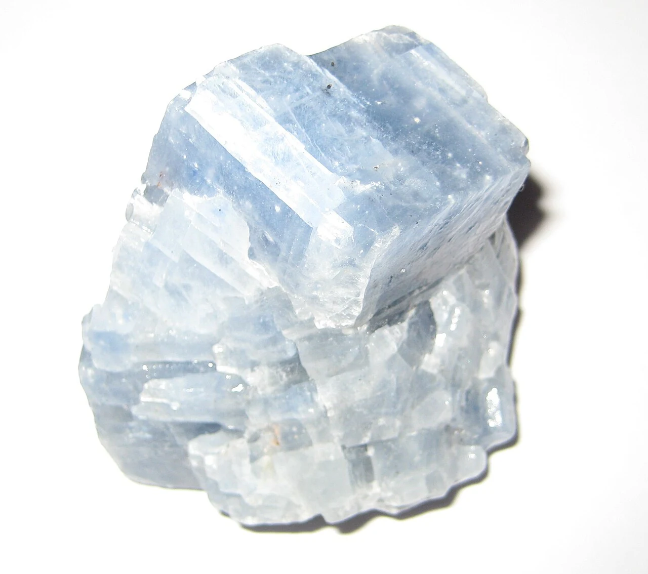 Pale blue calcite with visible cleavage faces