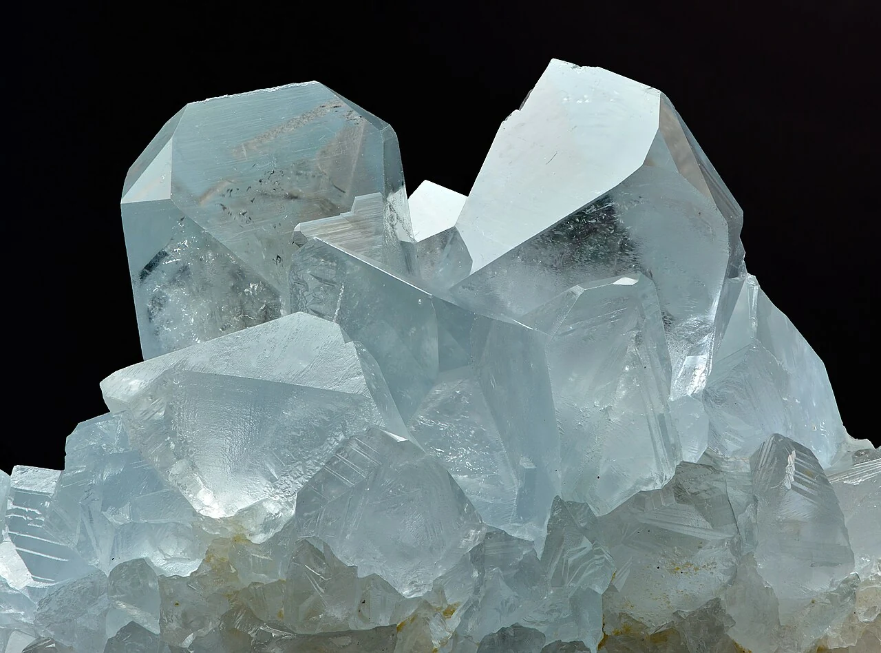 Pale blue celestine crystals from Madagascar