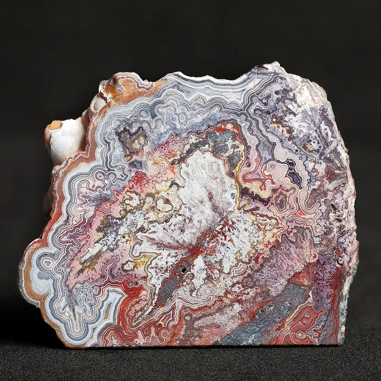 Crazy Lace agate section with multicoloured bands