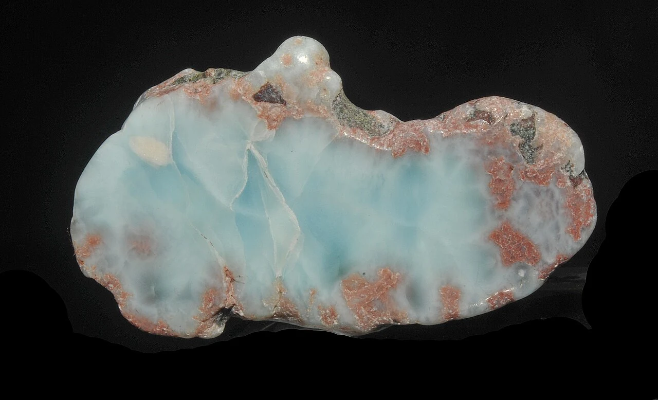 Polished larimar section from the Dominican Republic