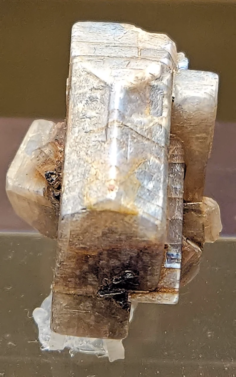 Pale, platy moonstone crystals from the Los Angeles museum collection.
