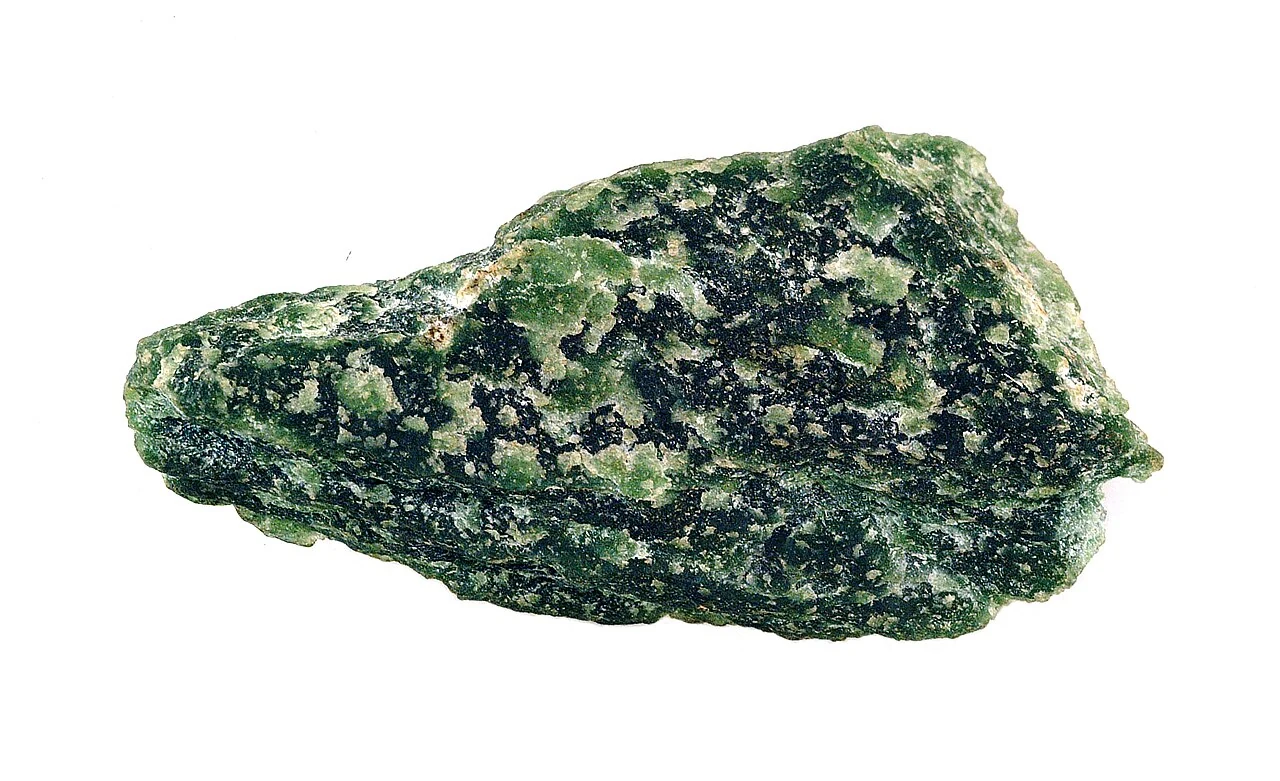 Green-black rough nephrite from New Zealand