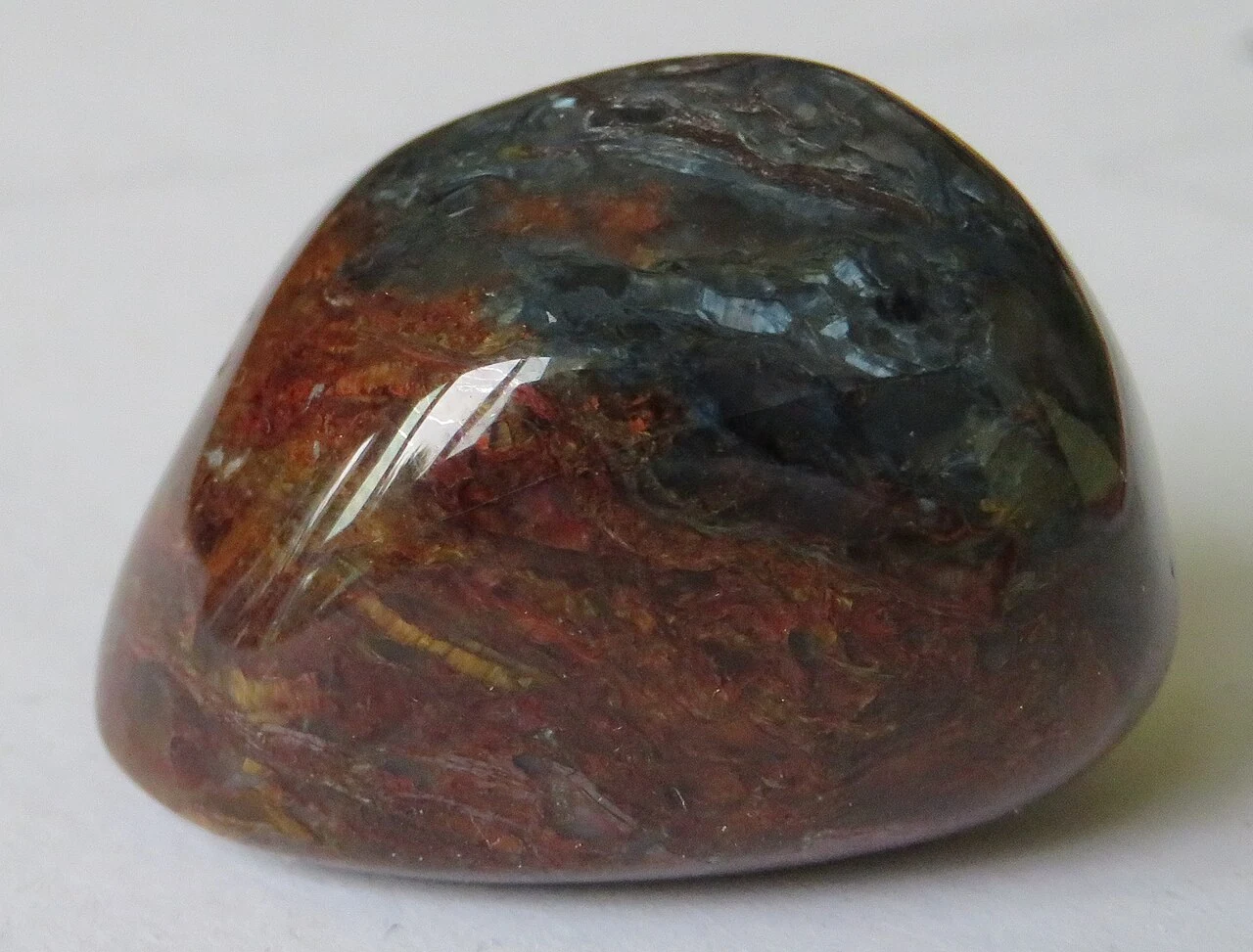 Polished pietersite with brown and blue-grey zones