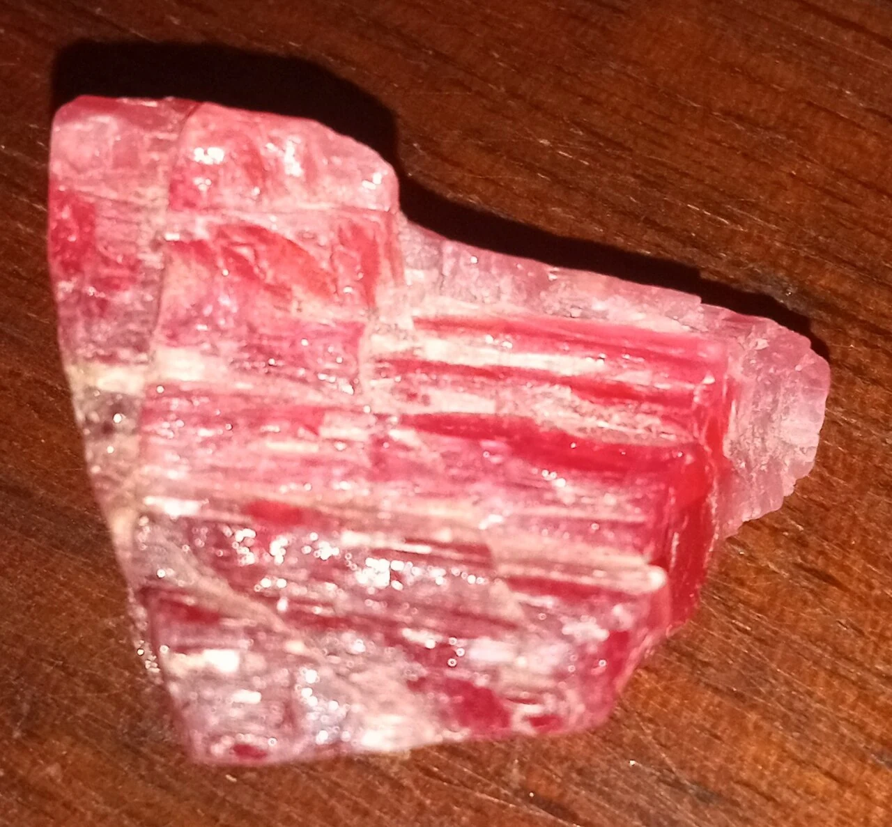 Pink rough rhodonite crystal