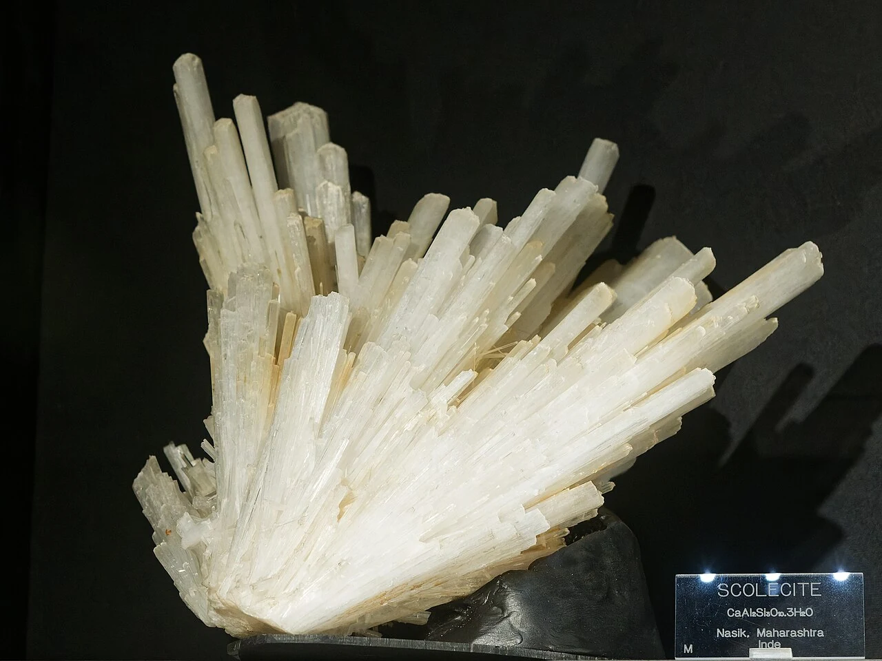 Pale radiating scolecite crystals from Nashik