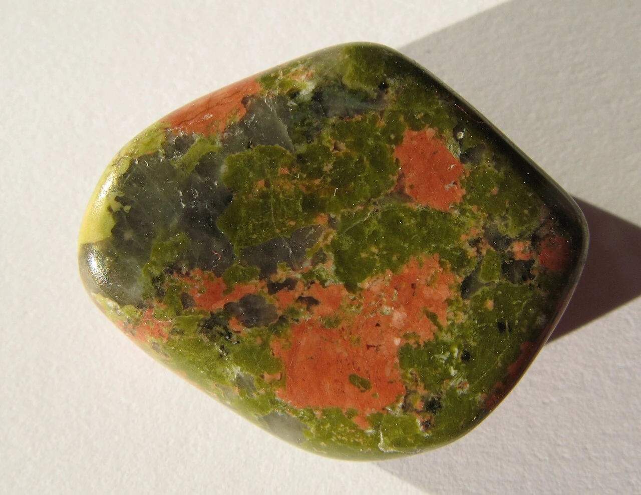 Polished unakite with green and salmon-coloured areas